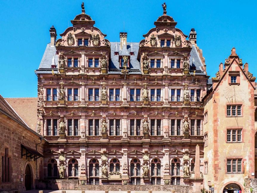 Foto: Staatliche Schlösser und Gärten Baden-Württemberg, Ralf Kuhlen Schloss Heidelberg, Außenansicht Friedrichsbau